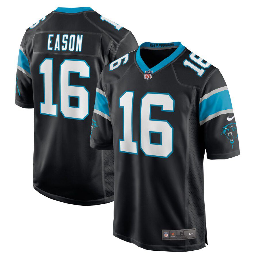 Men Carolina Panthers #16 Jacob Eason Nike Black Game Player NFL Jersey